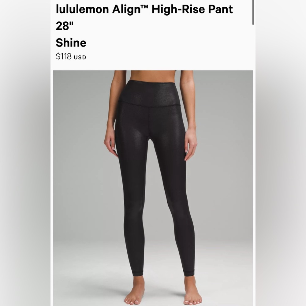 Lululemon align 28” ribbed with sheen, size 4